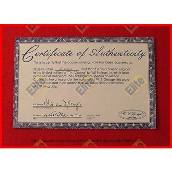 Last of Their Kind: The Endangered Species "The Vicuna" Collectors Plate - NIB - Picture 3 of 3